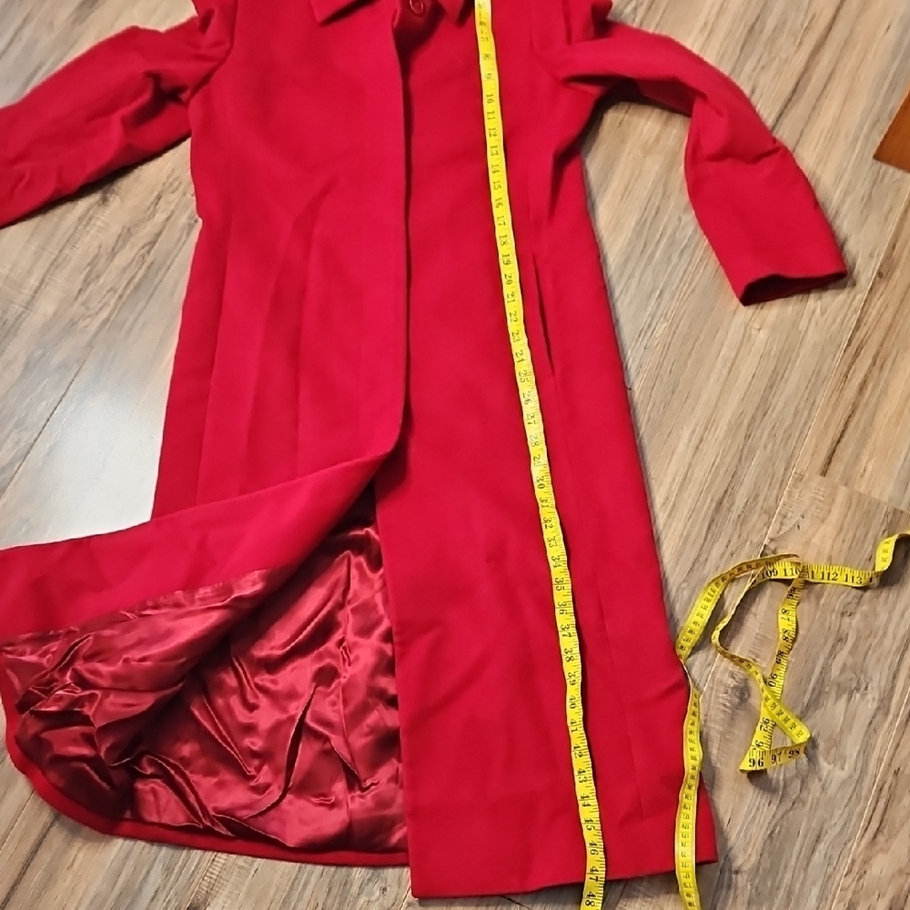 Brooks Brothers 346 Wool Cashmere Vibrant Red Women’s Trench Coat Size 6 - Picture 8 of 10